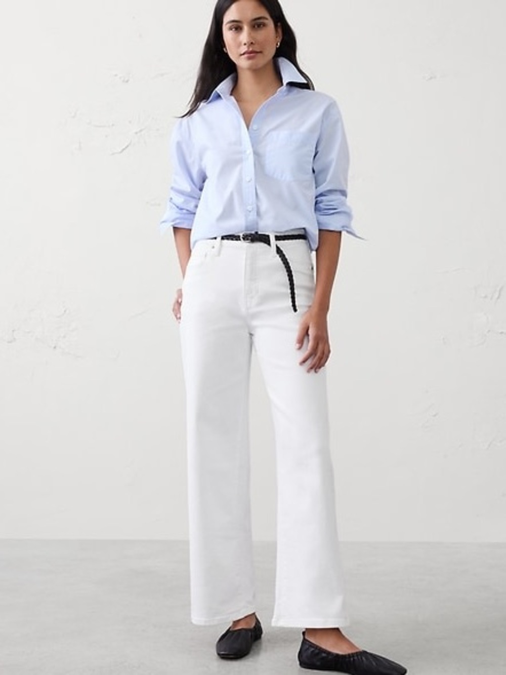 Banana Republic High-Rise Wide Leg Jeans White Size 32/14 Stretch Denim